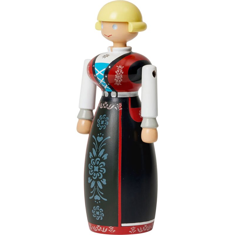 Norsk bunad-kvinna, svart/röd/vit