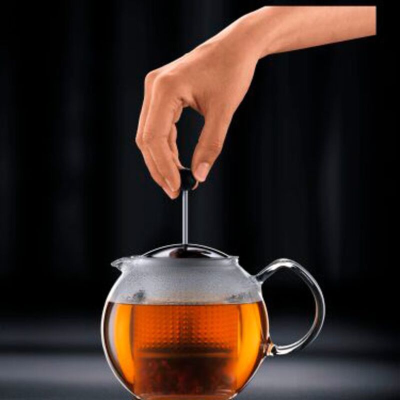 ASSAM-teekannu, lasikahvallinen, 1,0 l – musta