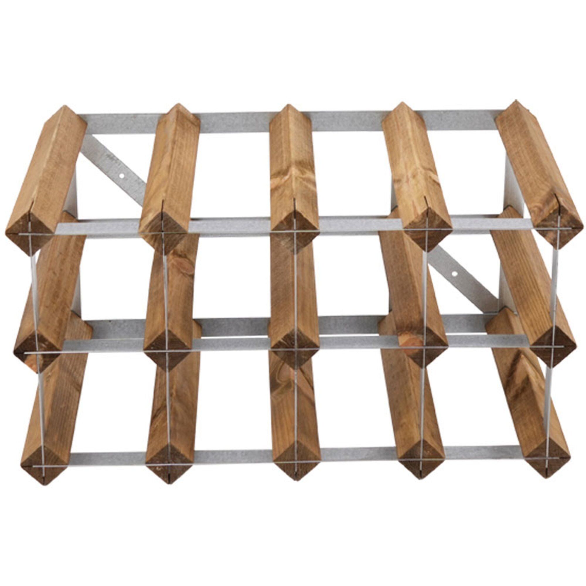 Alternativ bild 1 för Traditional Wine Racks Vinställ Påbyggnadsbart 12 Flaskor Light oak