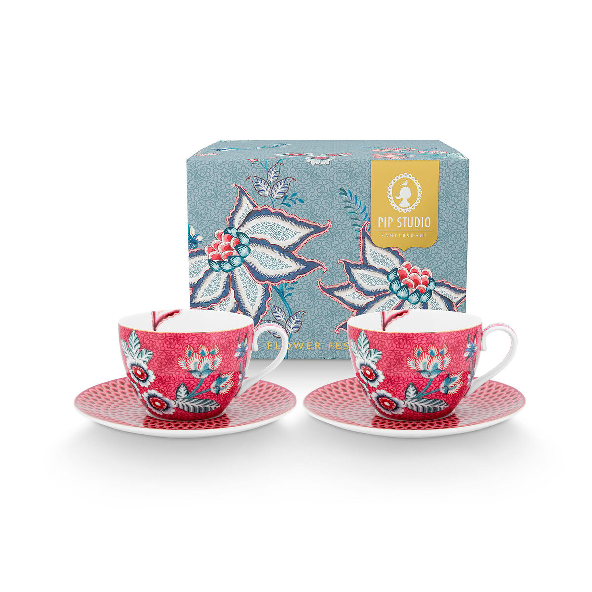 PIP Studio Flower Festival cappucinokopp 2-pack, rosa