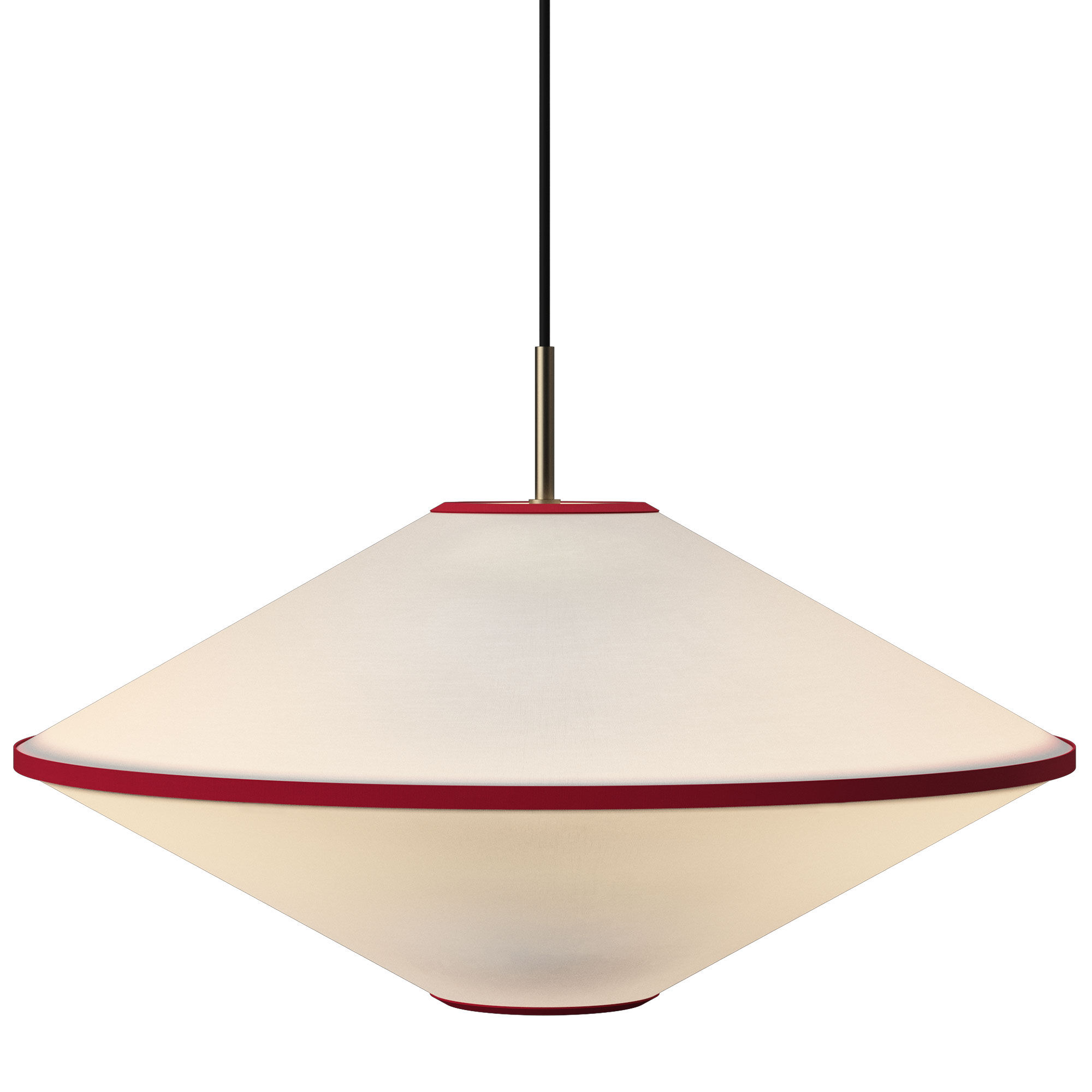 Tafta pendellampa 52 cm, röd/off