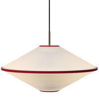 Tafta pendellampa 52 cm, röd/off-white