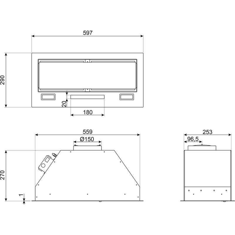 KSG6P4X integrerad fläkt 60 cm, rostfritt stål