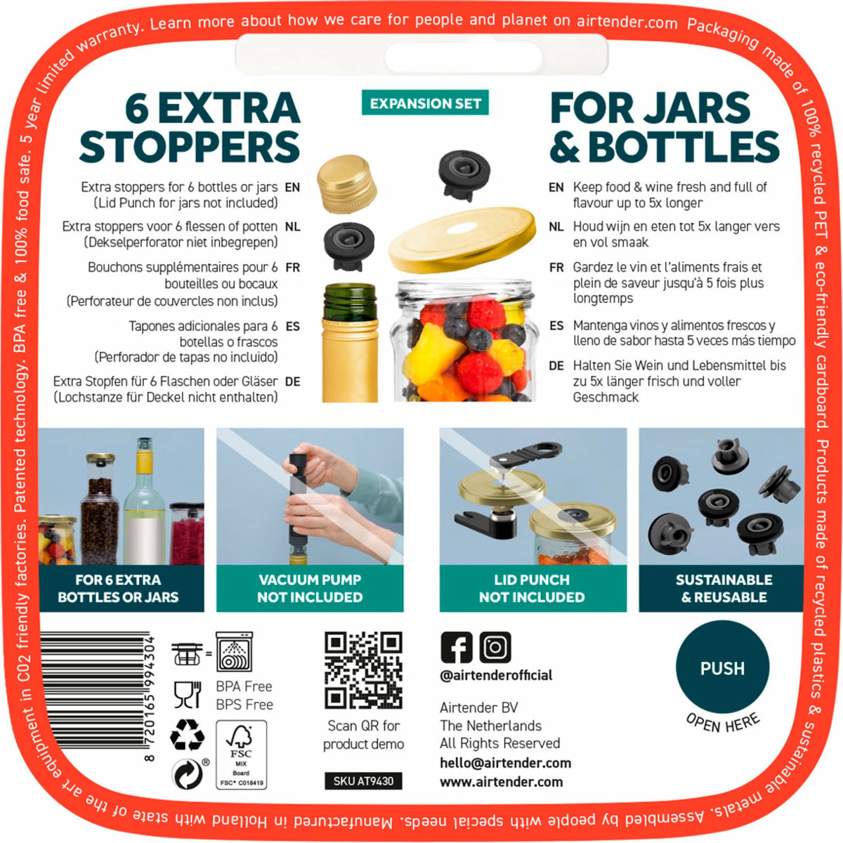 Ekstra vakuumpropper 6-pakning