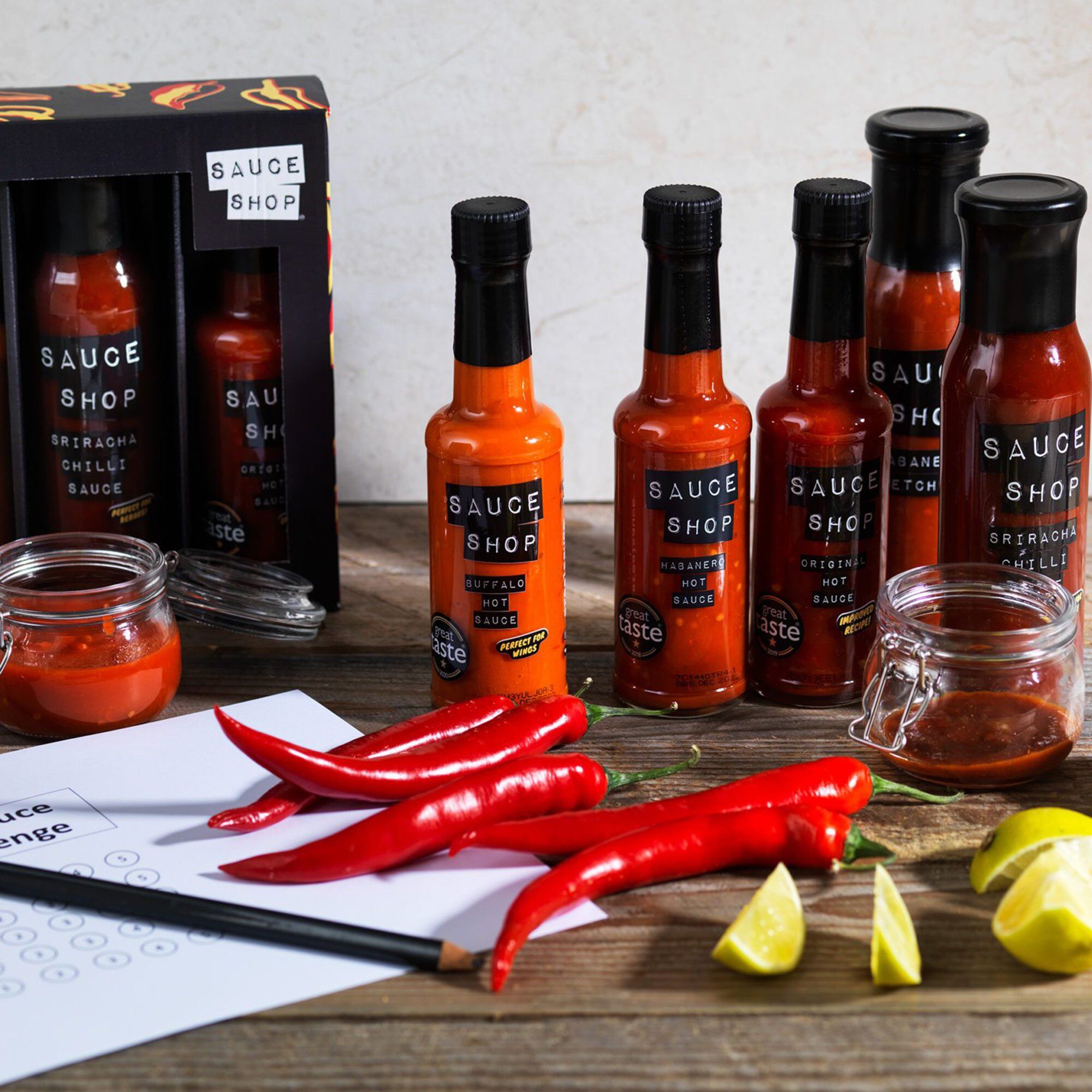 Alternativ bild 1 för Sauce Shop Gåvoset med 5 såser, Hot Sauce Challenge