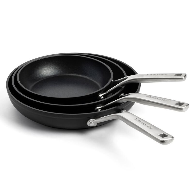 Stekepanner i aluminium, 3 stk