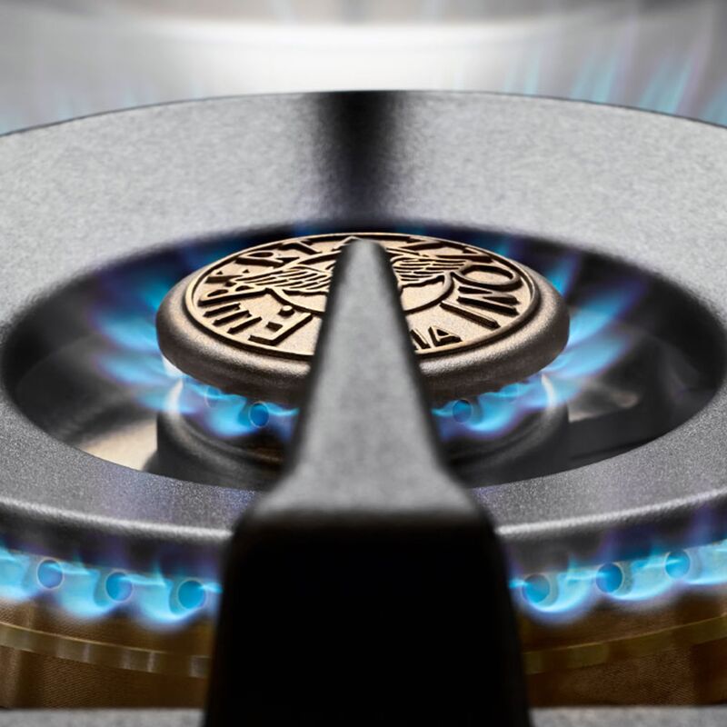 PRO126G2EGIT Professional gasspis, 120 cm,6 brännare och dubbelugn samt stekbord, gul