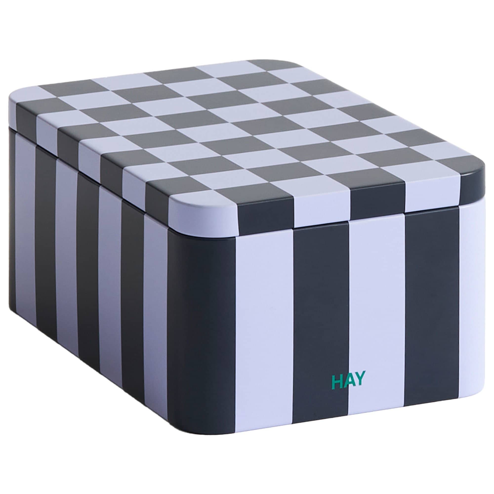Produktfoto för HAY - Tin Container - Behållare - Small - Dark blue and lavender - H7.3 x D11.1 x W17 cm