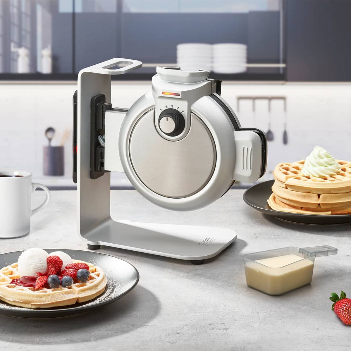 WaffleUp belgiskt våffeljärn 18 cm, stål/svart