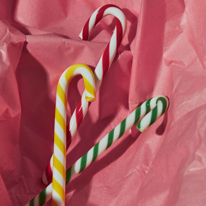 Polka glasdekoration, 17 cm, hvid/rød