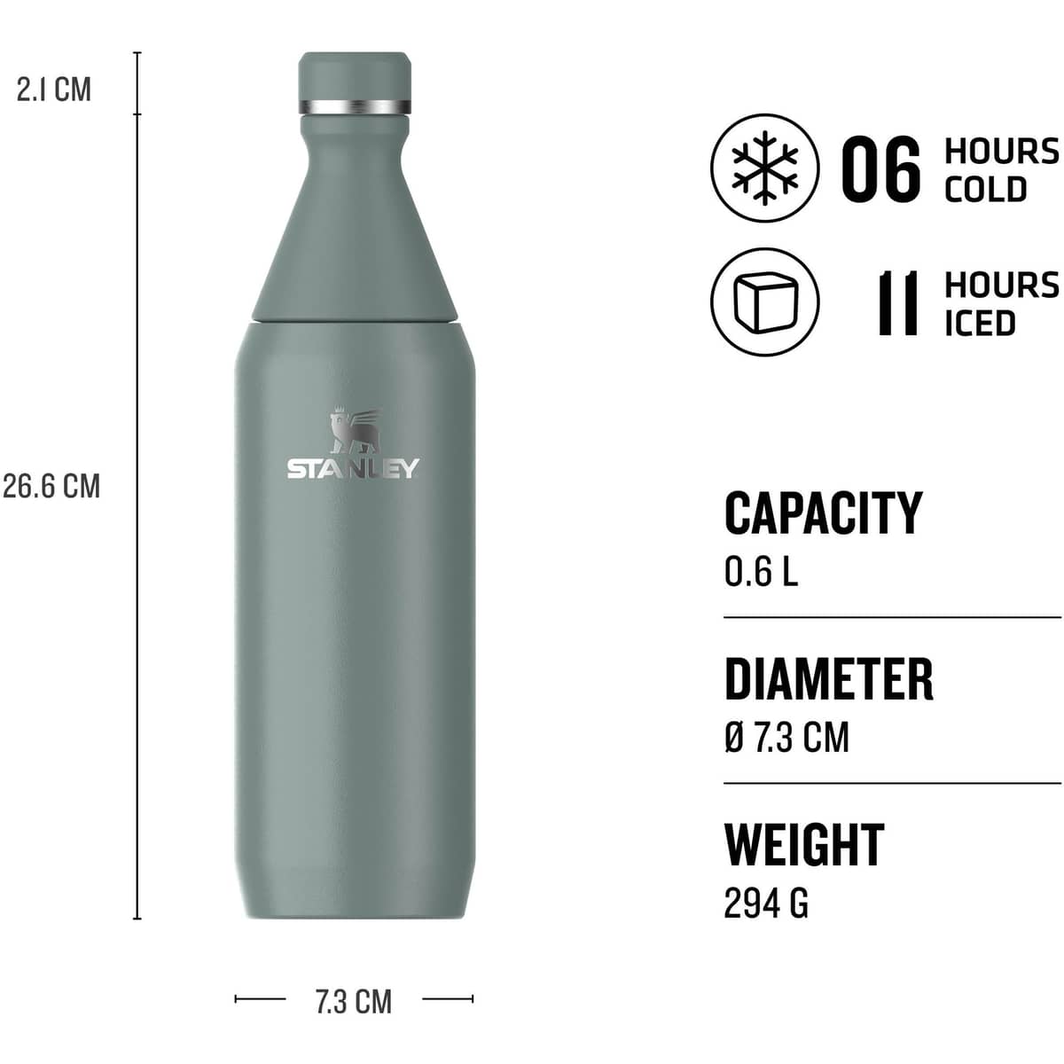 All Day Slim Bottle termos 0,6 liter, shale
