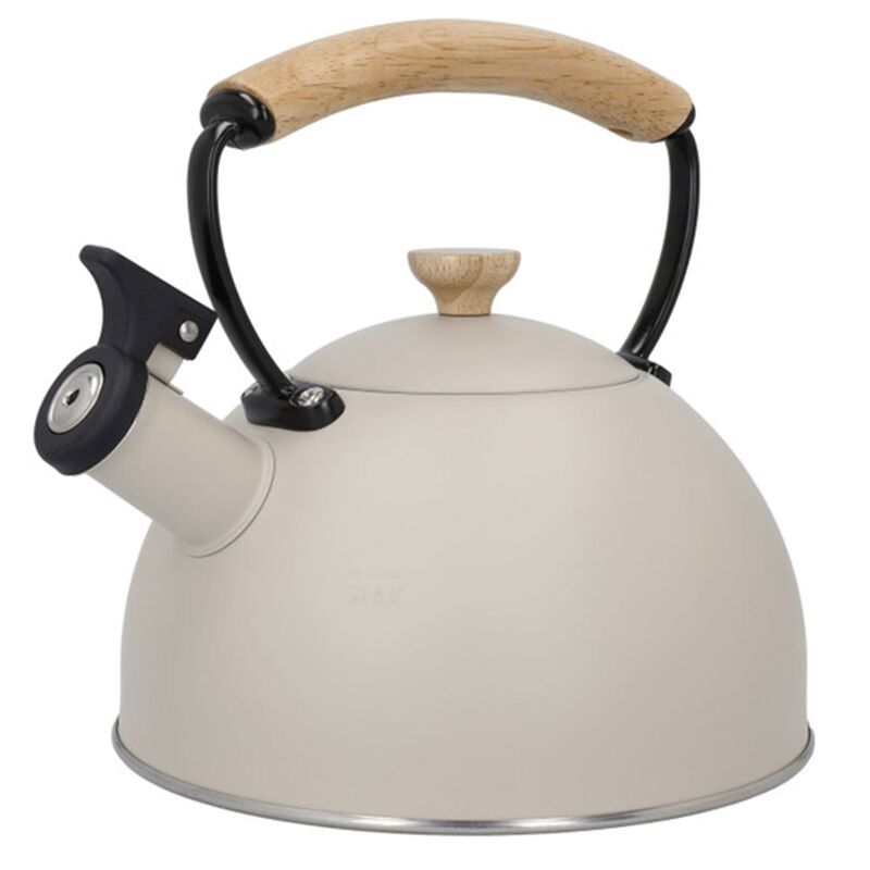 Fløjtekedel med træhåndtag, creme