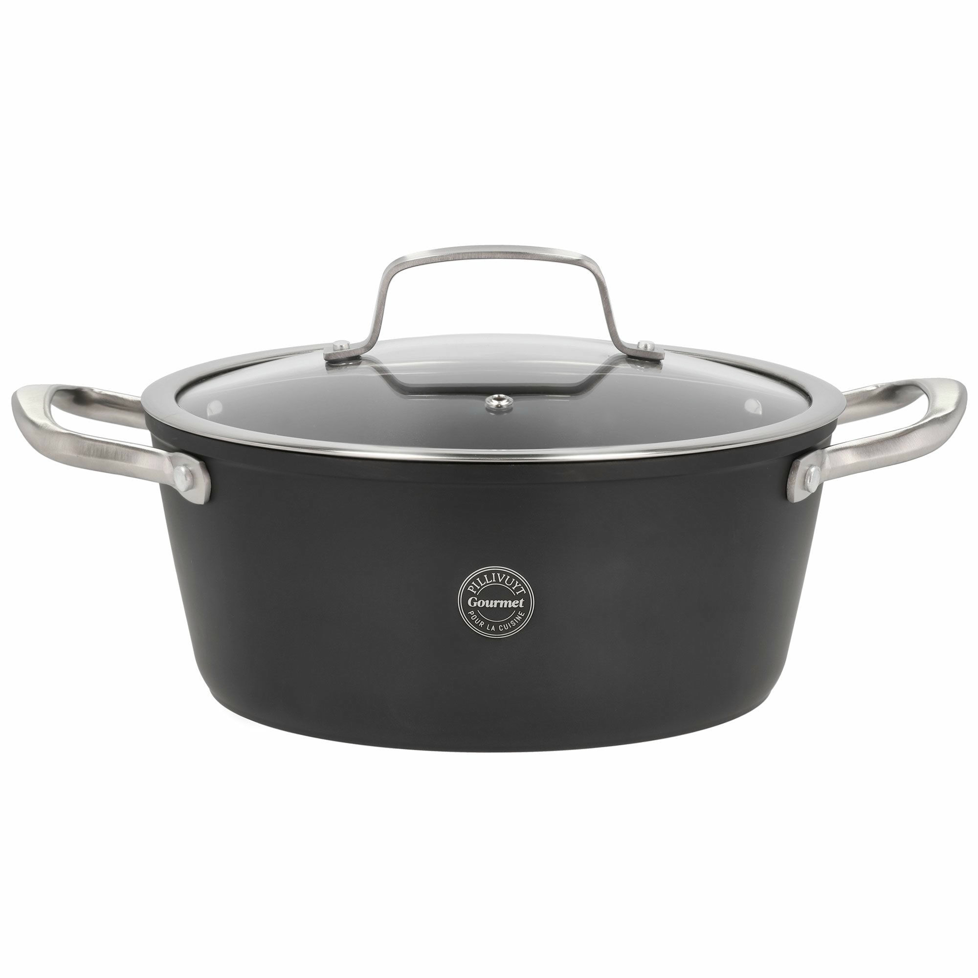 Travo gryde med glaslåg 3,8 liter 24 cm, sort aluminium
