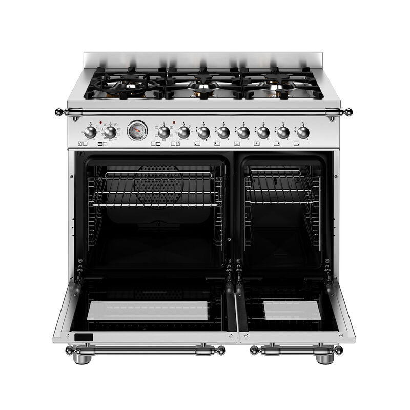 Bertazzoni HER96L2EXT Heritage gasspis 90 cm med dubbelugn och 6 brännare, rostfritt stål