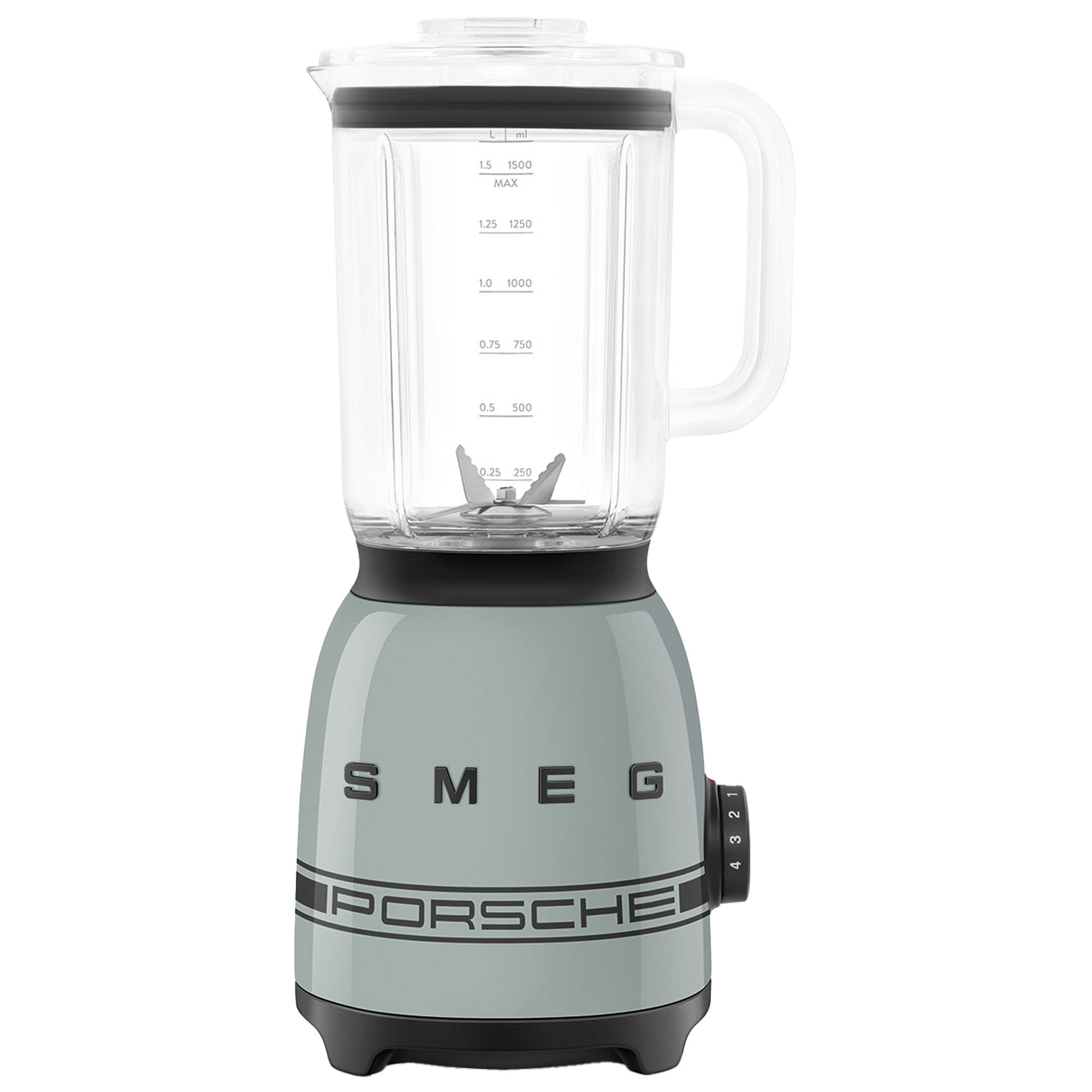 Smeg x Porsche Special Edition blender i Shade Green – 1,5 liter Tritan-kande, 800 W motor og karakteristisk sort Porsche-stribe om basen