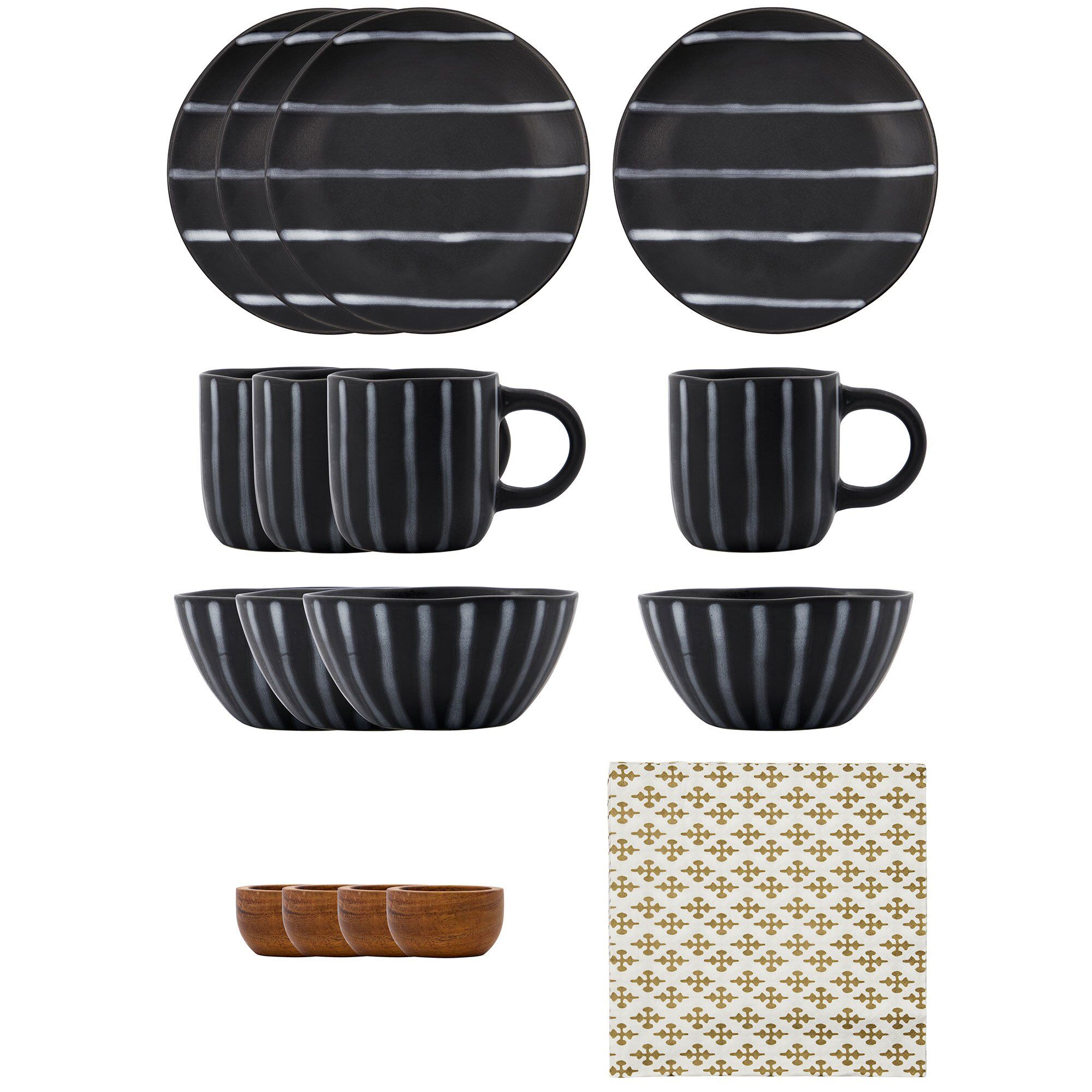 House Doctor Line brunchsett 16 deler Svart-brun