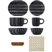 Line brunchsæt 16 dele, sort/brun