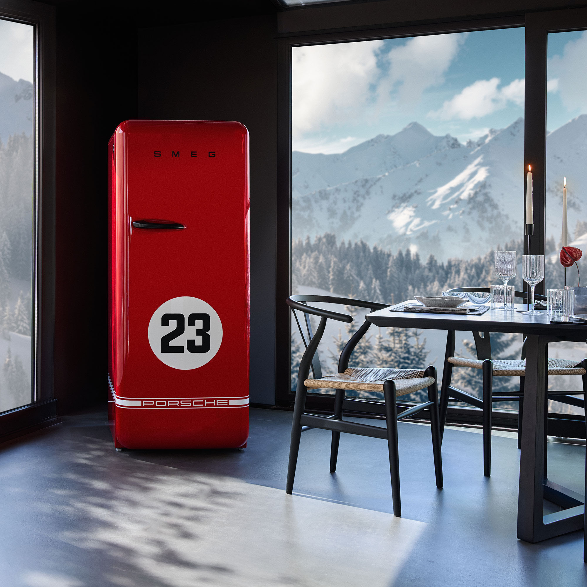 Porsche Limited Edition kjøleskap med fryseboks FAB28RDP9176, Salzburg Red