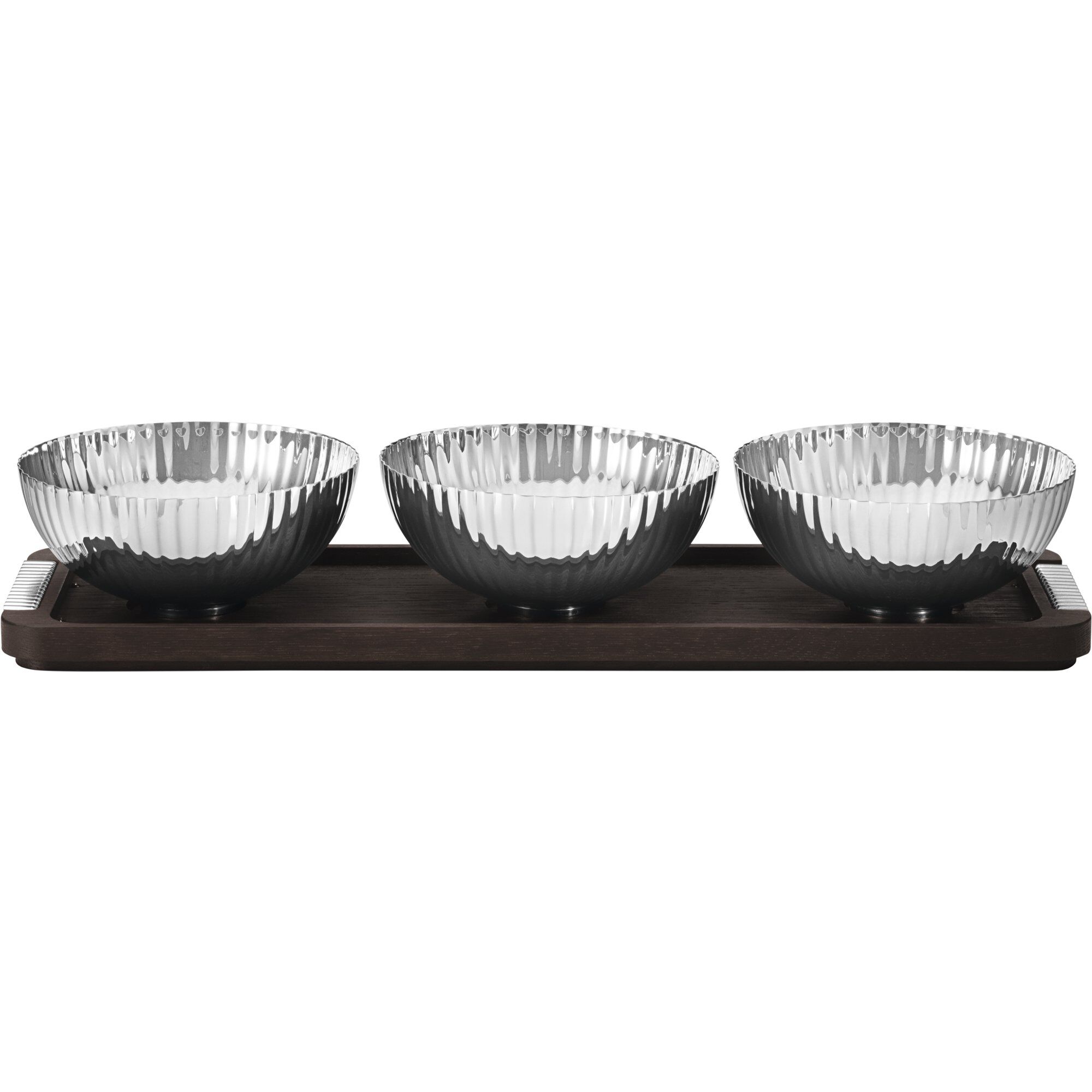 Georg Jensen - Bernadotte Bricka med skålar - Serveringsbrett - Sigvard Bernadotte - Metall/Tre
