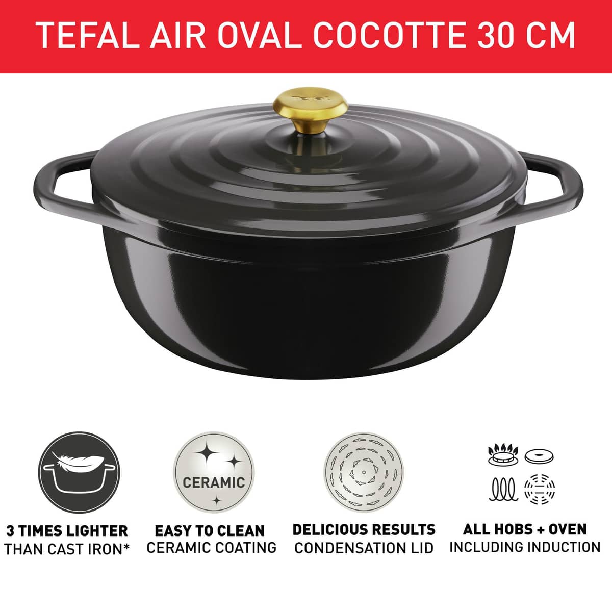 Air oval gryta, 5,7 liter, 30 cm, grå