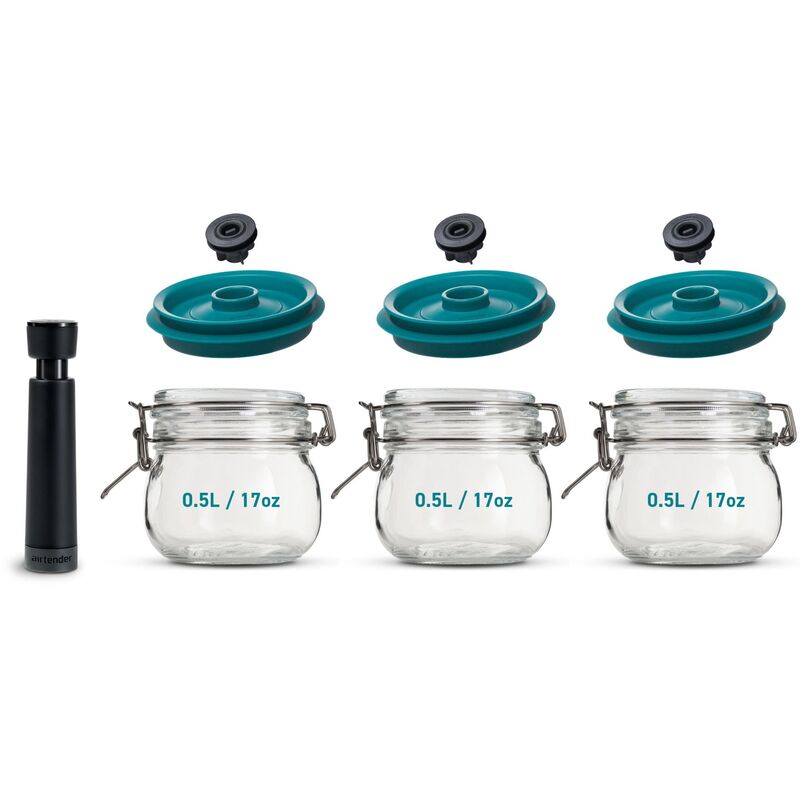 Vakuumförslutare + 3 burkar 0,5 liter