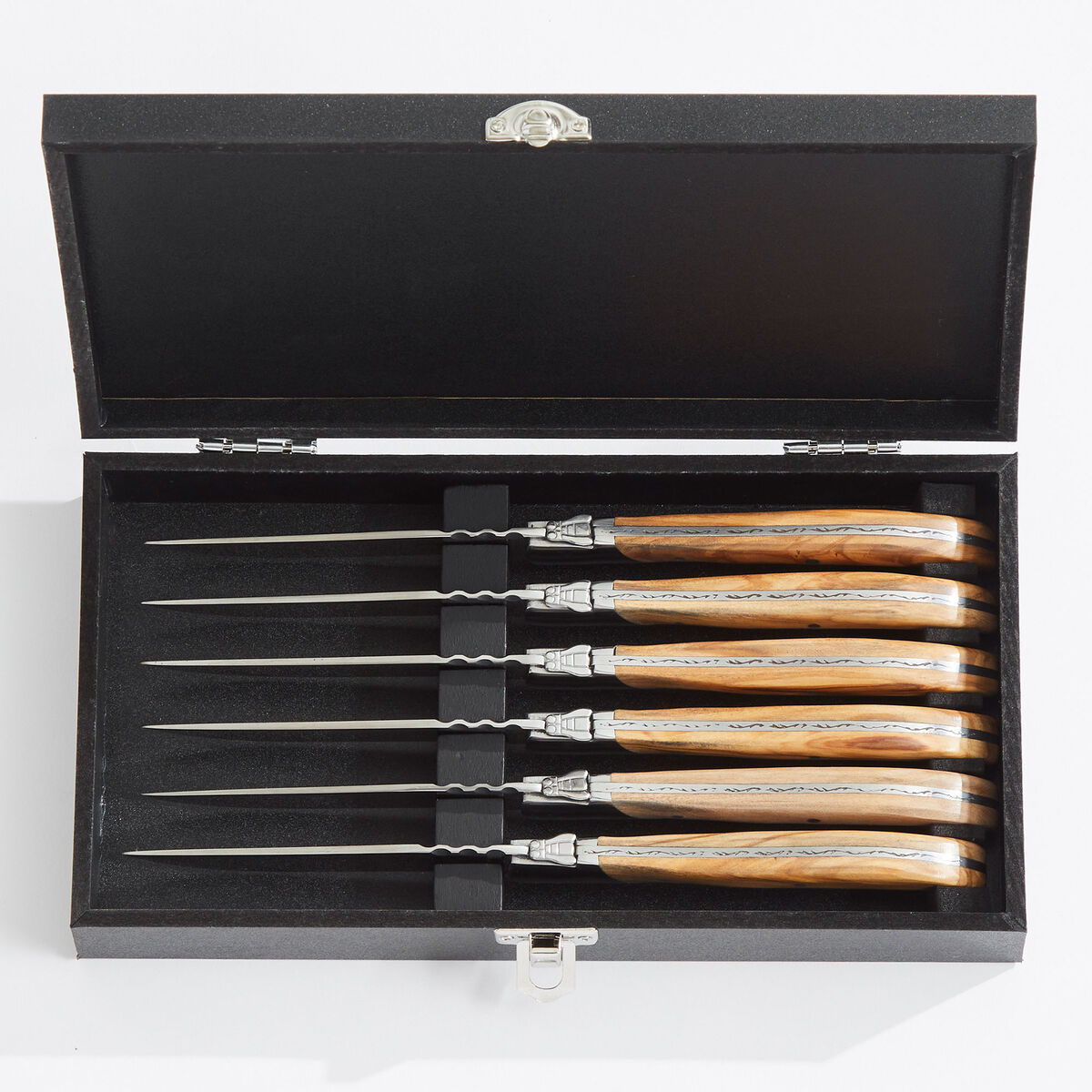 Steakknivsæt i gaveæske 6 dele, oliventræ