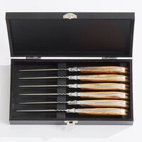 Steakknivsæt i gaveæske 6 dele, oliventræ