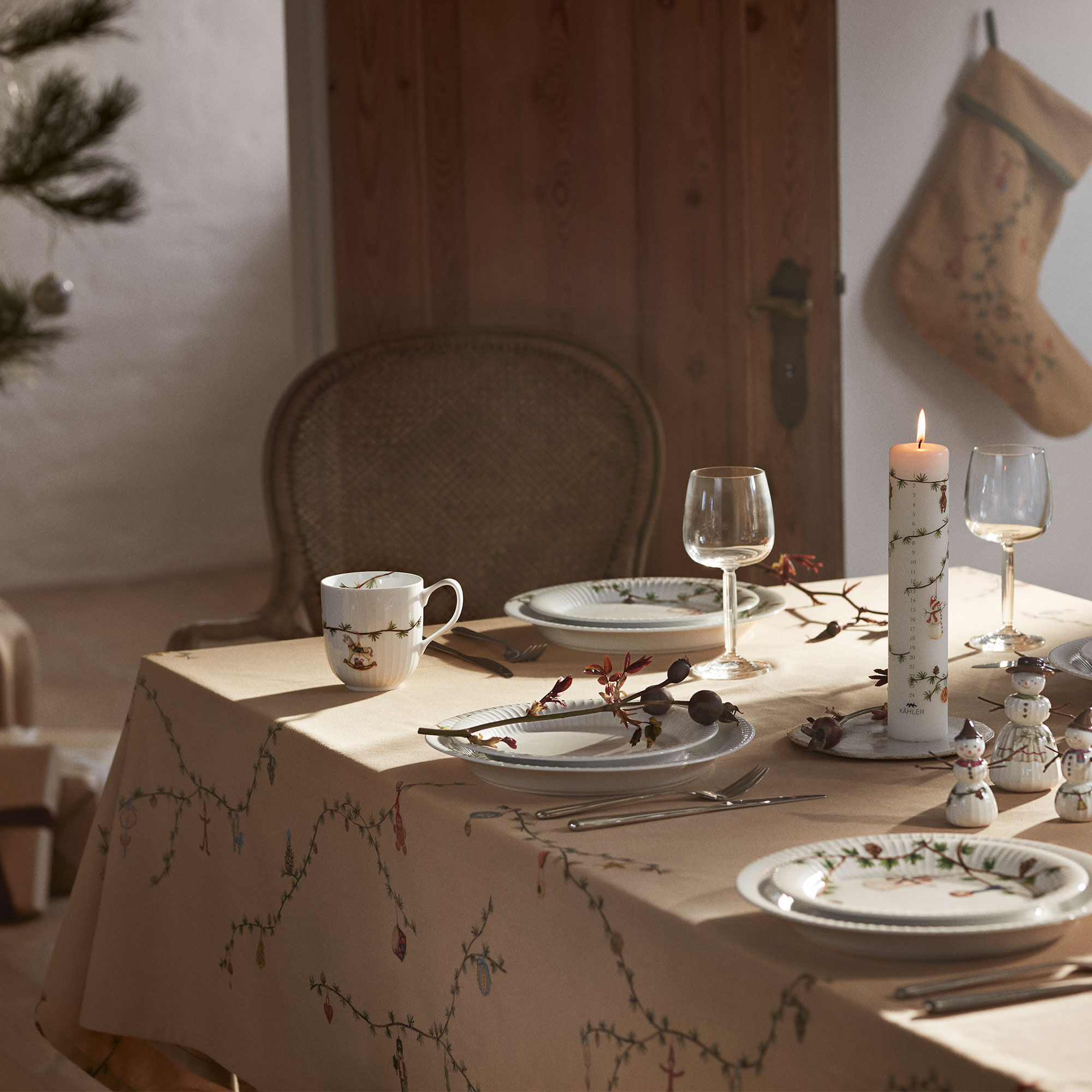 Kähler Hammershøi Christmas duk 150 × 370 cm, sand