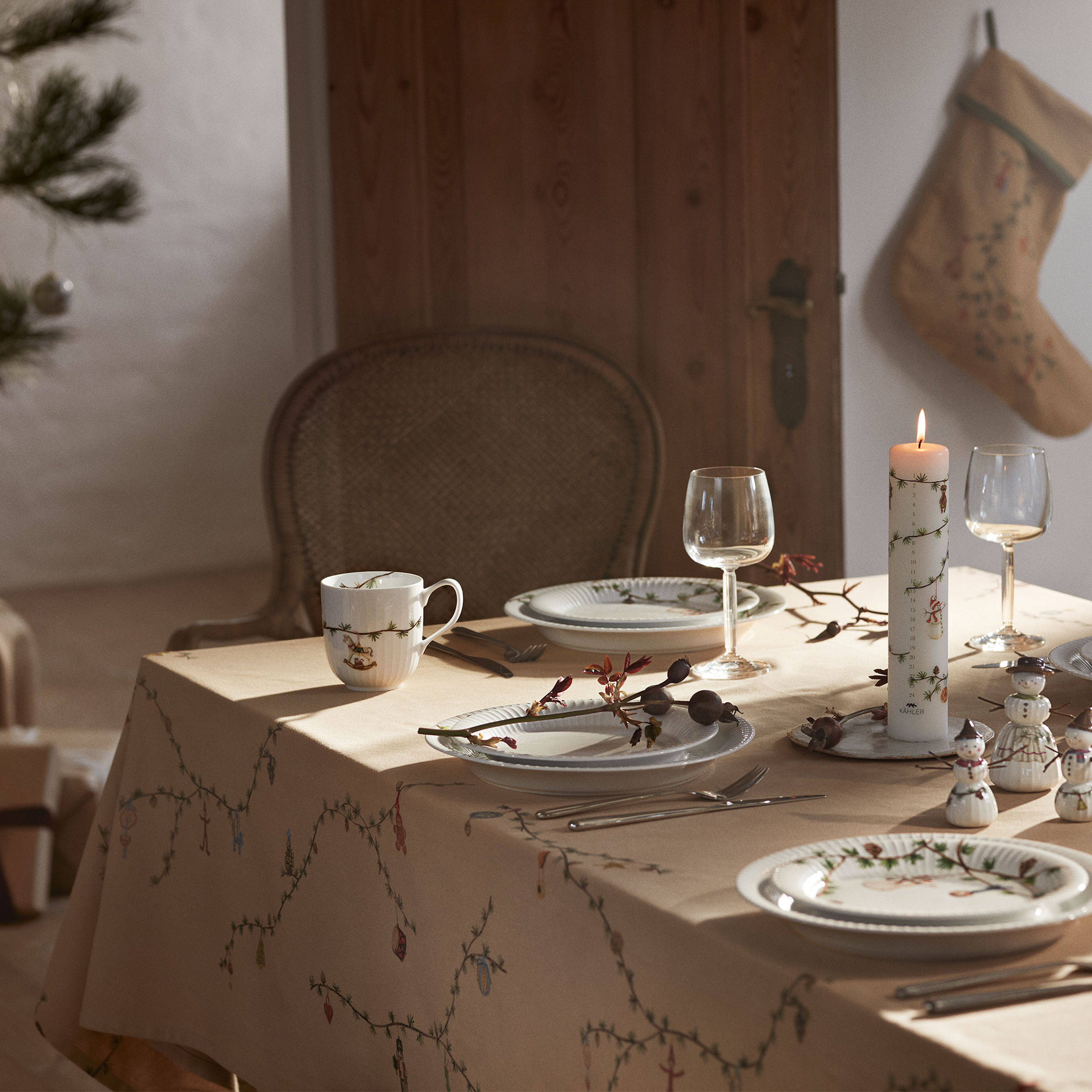 Kähler Hammershøi Christmas duk 150 × 370 cm, sand