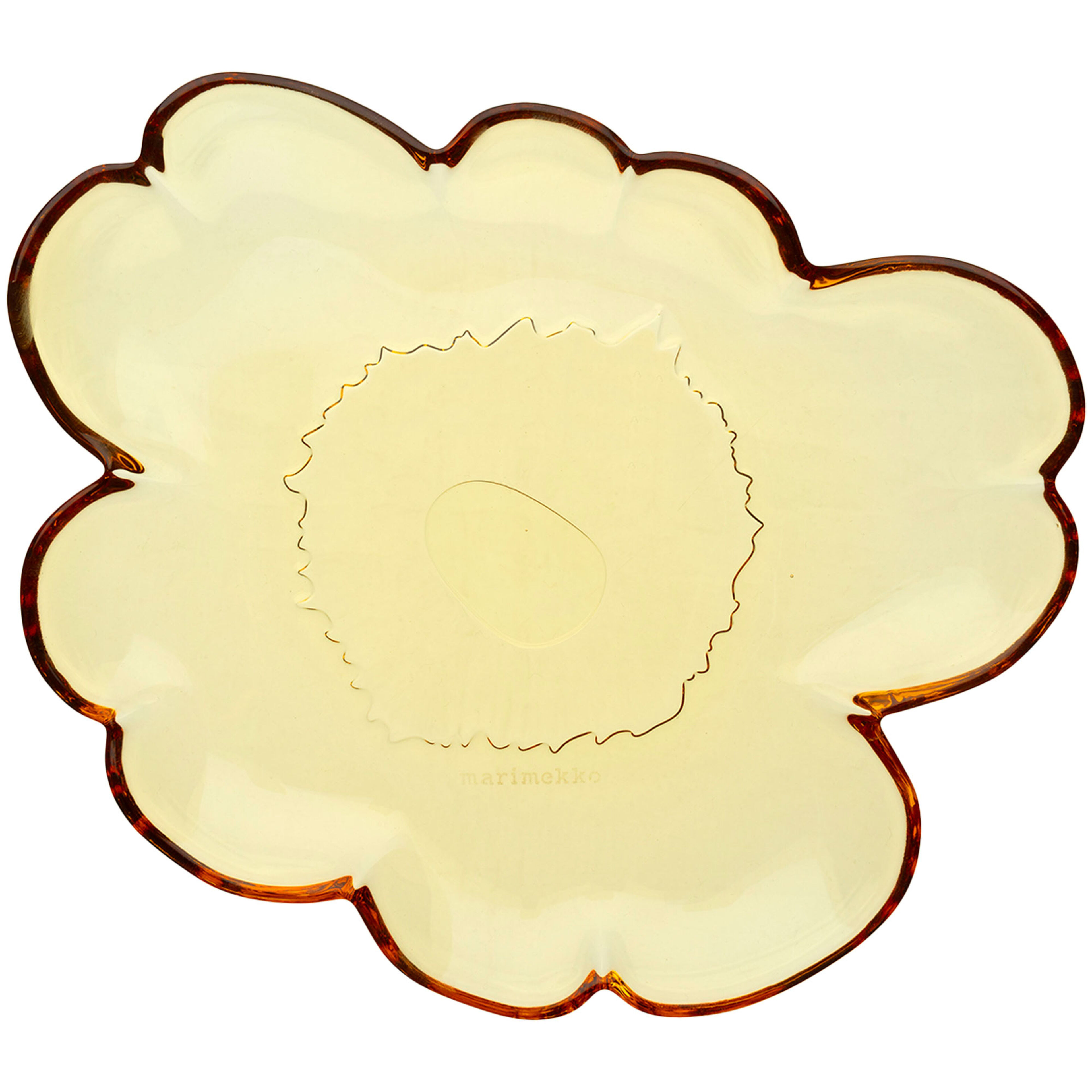 Marimekko Unikko Shape glasstallerken 20 cm, amber