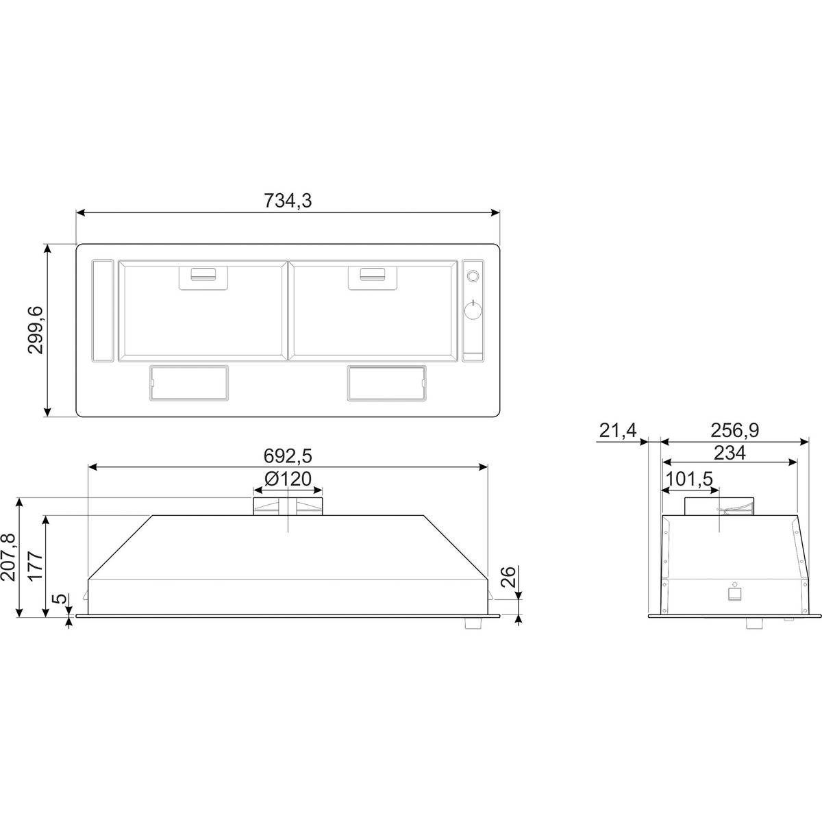 KSG70HE 70 cm integroitu liesituuletin