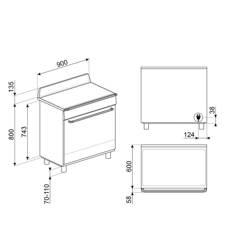 TR90IPP Victoria induktionskomfur med pyrolyse 90 cm, creme