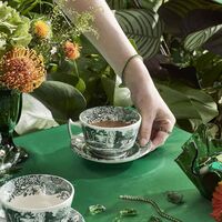 Heritage Green Italian morgenmadskop med underkop 28 cl, grøn/hvid