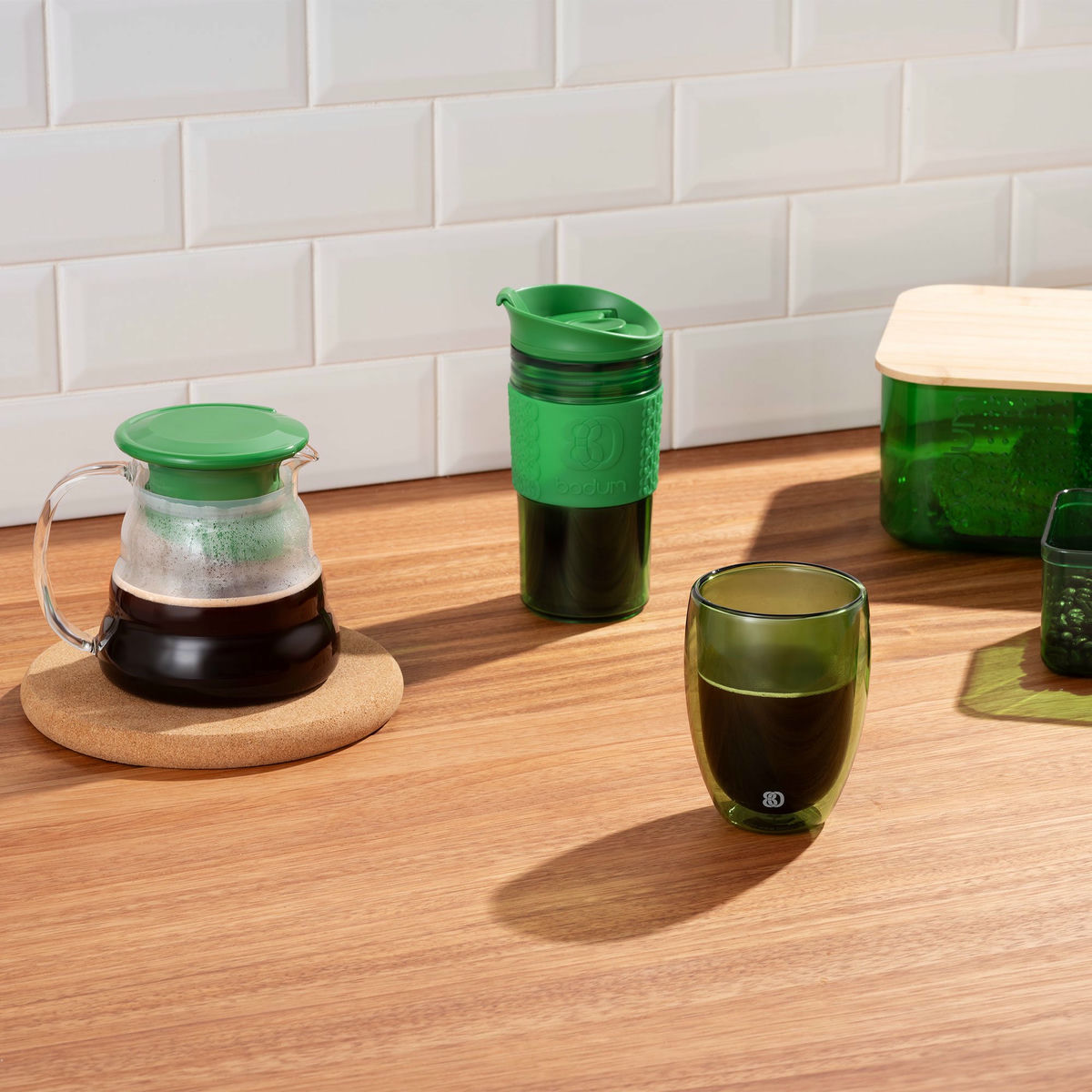 PAVINA dobbeltsidet glas 35 cl, grøn, 2 stk.