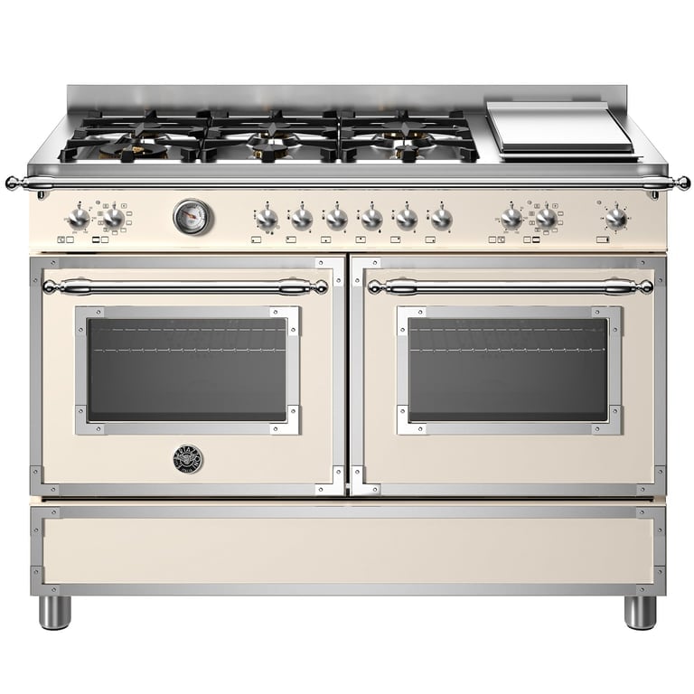 HER126G2EAVT Heritage gaskomfur med dobbeltovn, 120 cm, cremevit