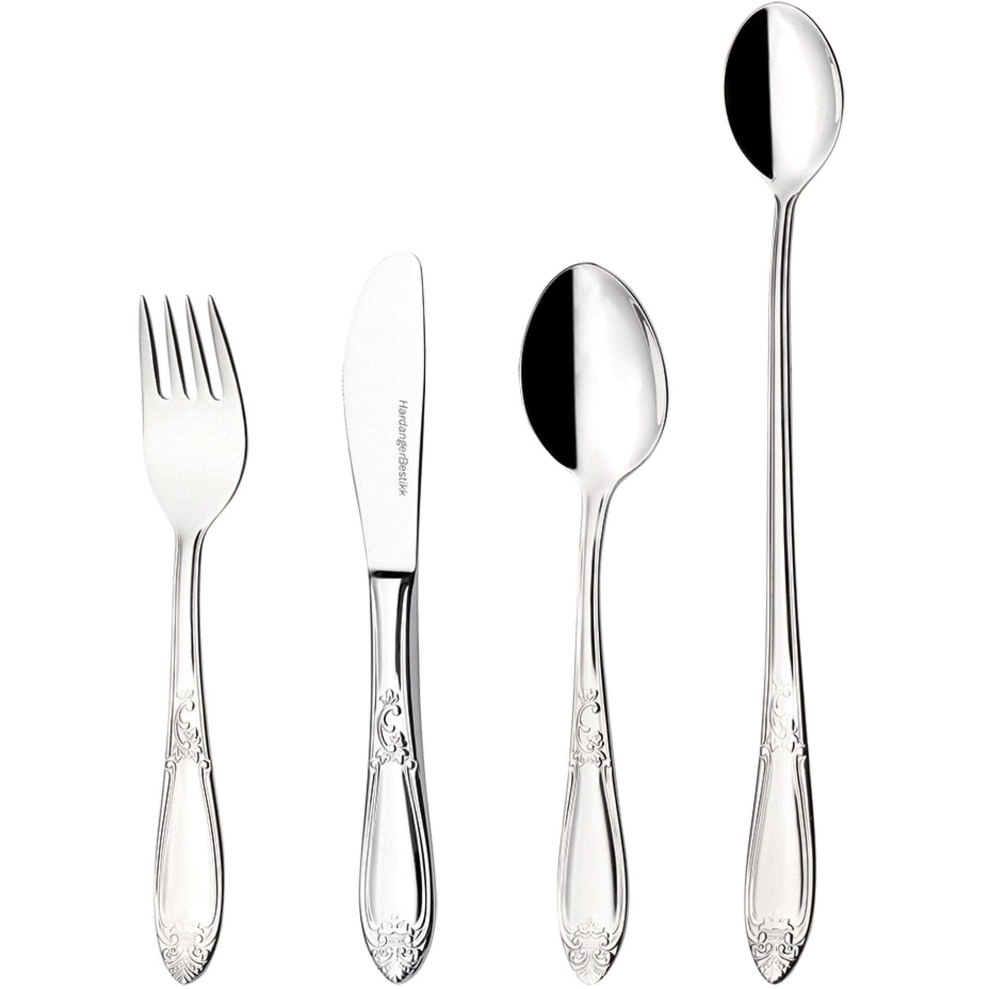 Hardanger Bestikk Nina barnebestikk 4 deler Rustfritt stål