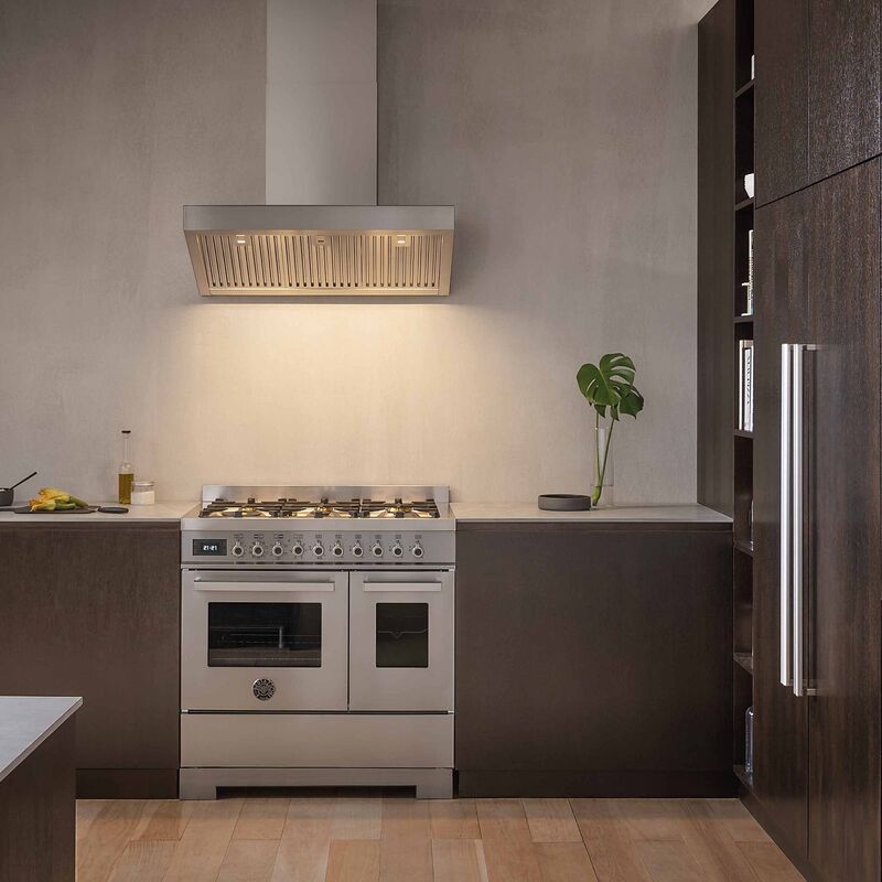 PRO96L2EXT Professional Gasskomfyr med dobbelovn 90 cm, Rustfritt Stål