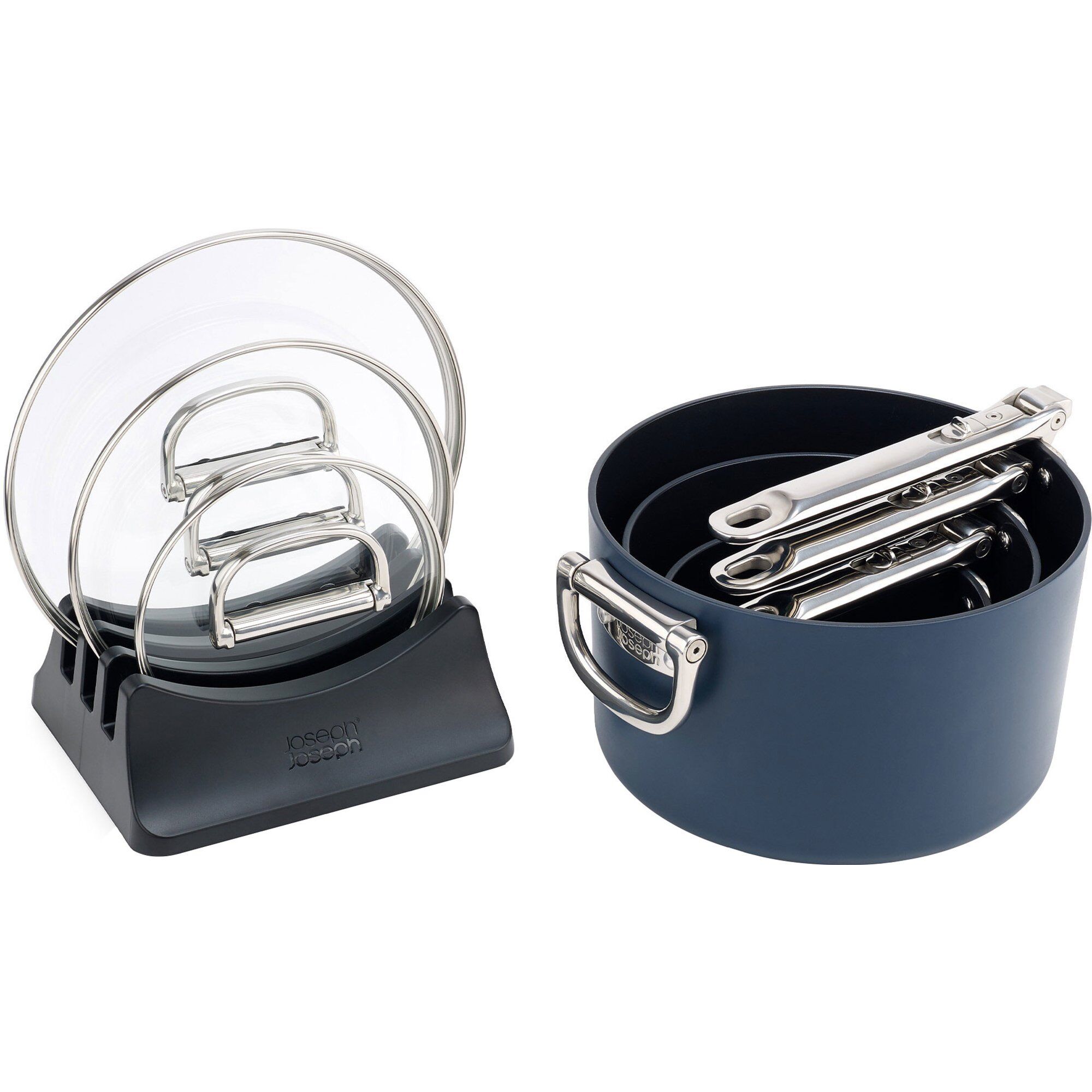 Joseph Joseph Space non stick kasserolle, sett 8 deler Blå