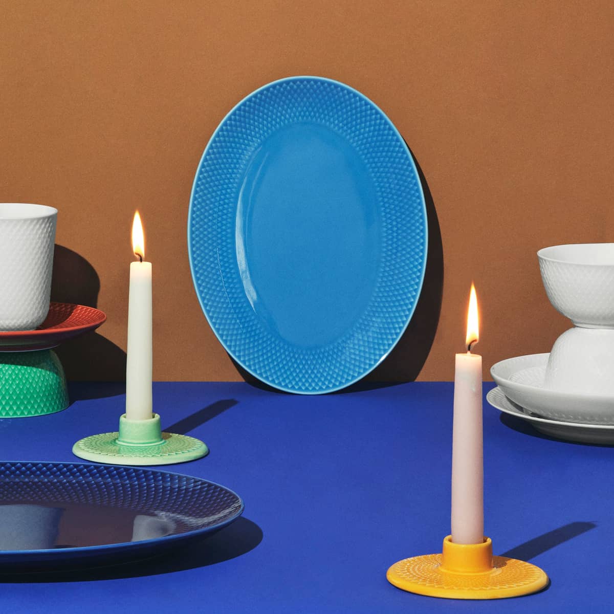 Rhombe serveringsfad, oval, blå