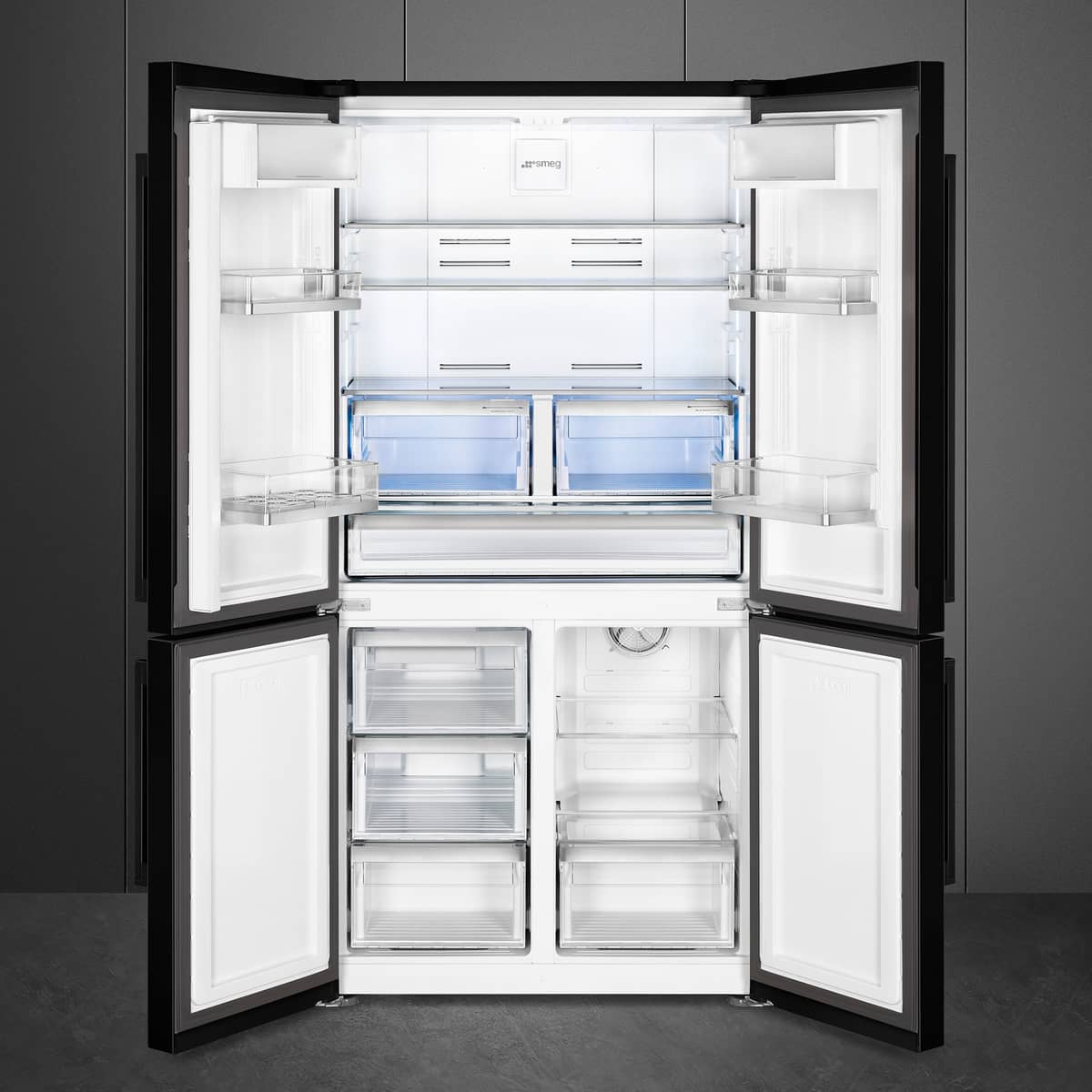 French Door jääkaappipakastin 92 cm, musta