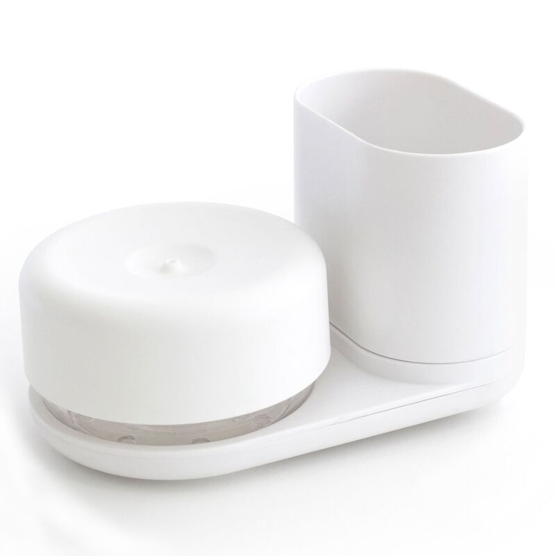 Diskmedelspump med förvaringsställ, vit