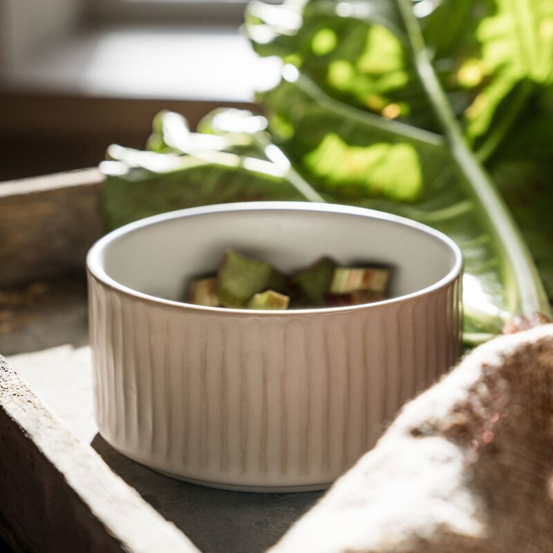 Skål räfflad 12 cm, naturvit