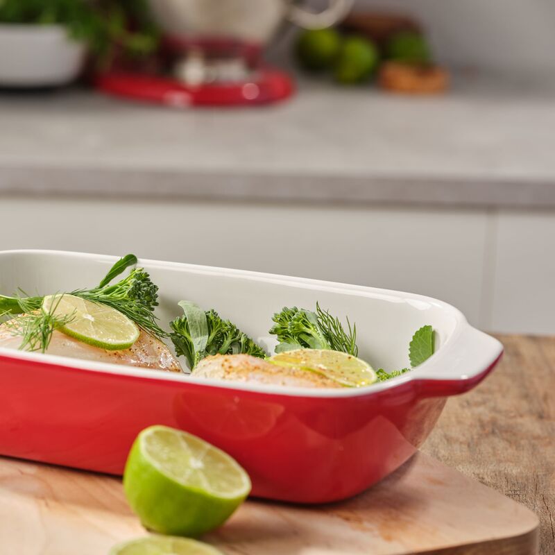 Ugnsform med lock 33x19,5x7,5 cm, röd