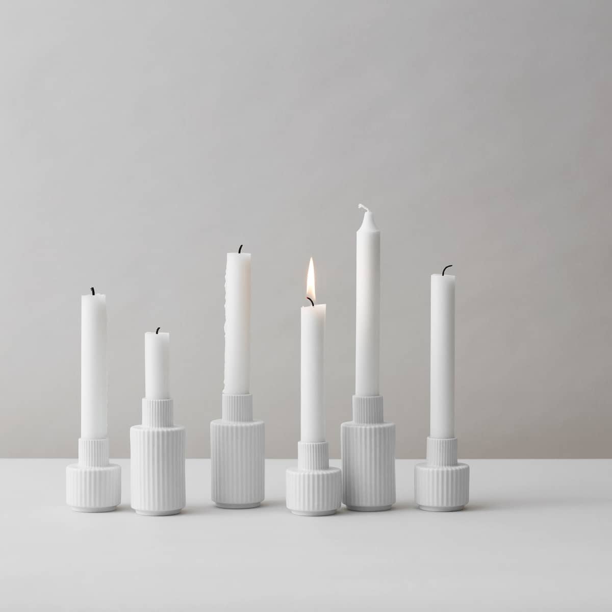 Porselæn Kronelysestake 7cm Hvit