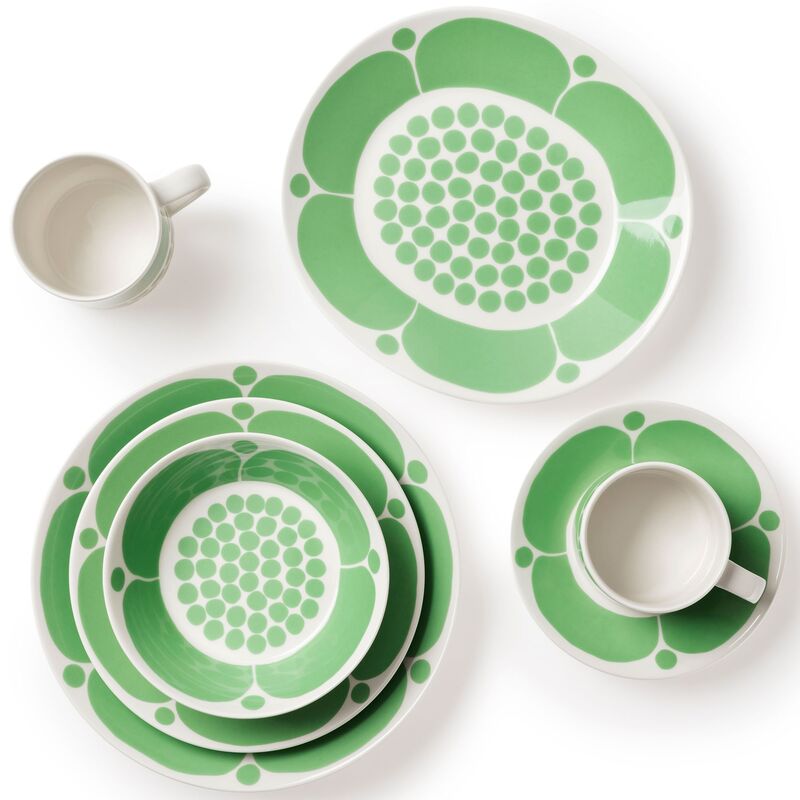 Arabia Sunnuntai Tallerken 25 cm, oval,  grøn