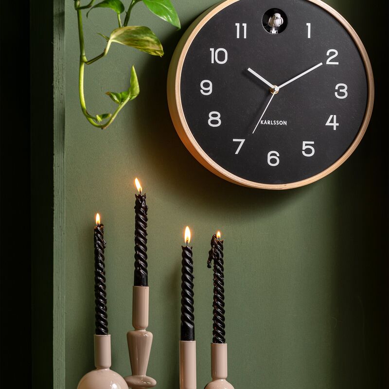 Natural Cuckoo väggklocka 31,5 cm, svart