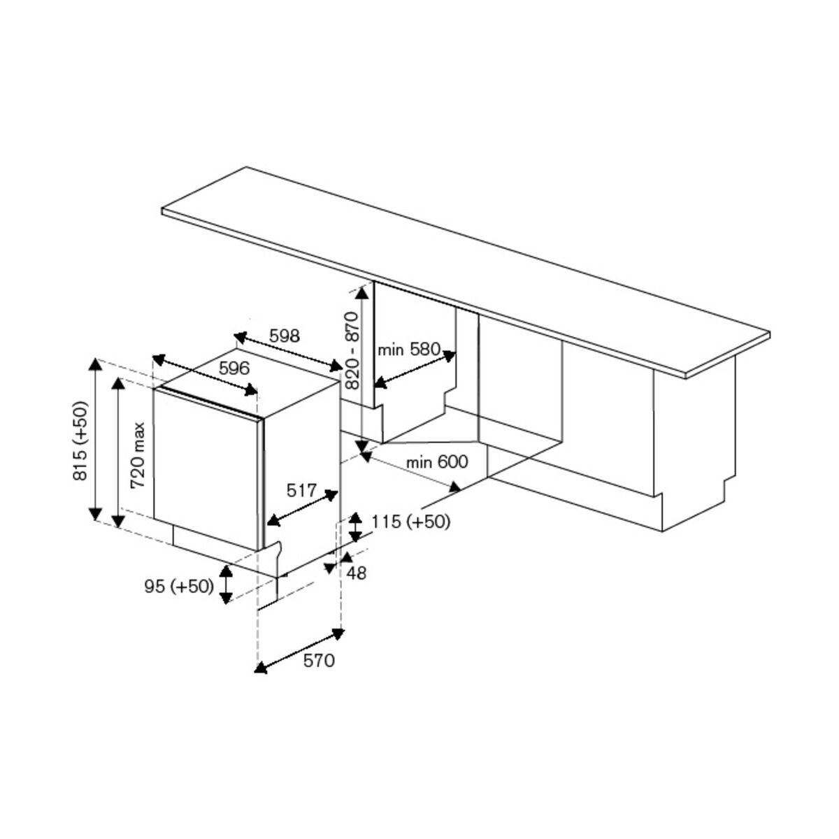 DW6083PRT Fuldintegreret opvaskemaskine 60 cm, door-on-door