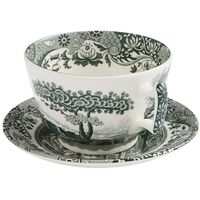 Heritage Green Italian morgenmadskop med underkop 28 cl, grøn/hvid