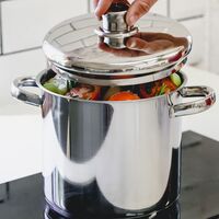 Gryde med låg 5,5 liter, rustfrit stål