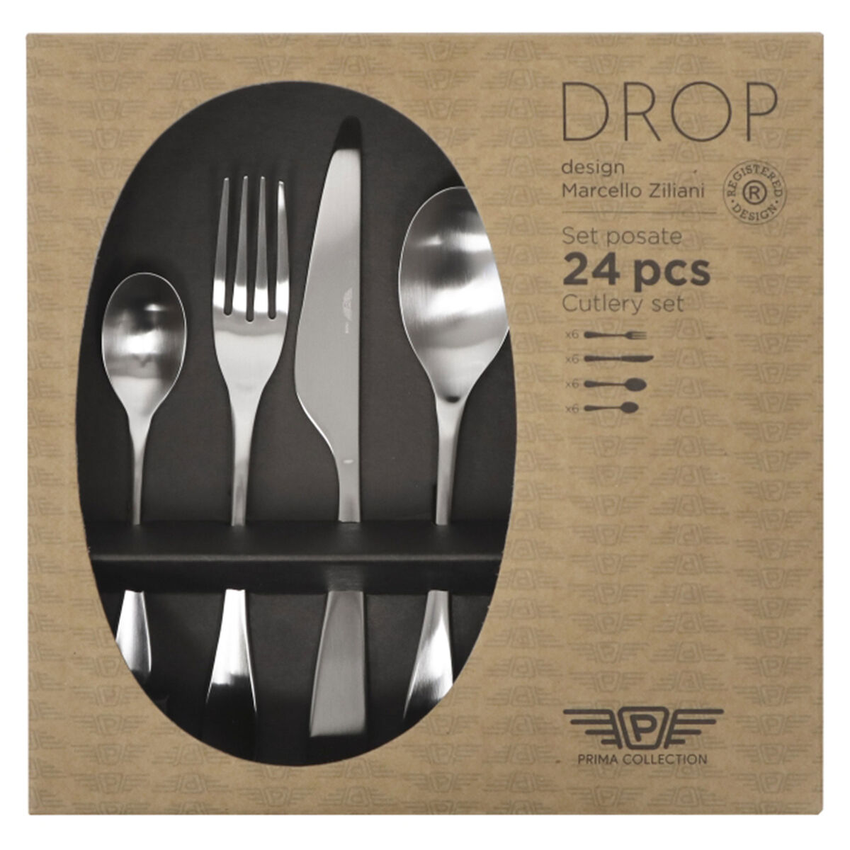 Pintinox Drop Bestickset matt, 24 delar 